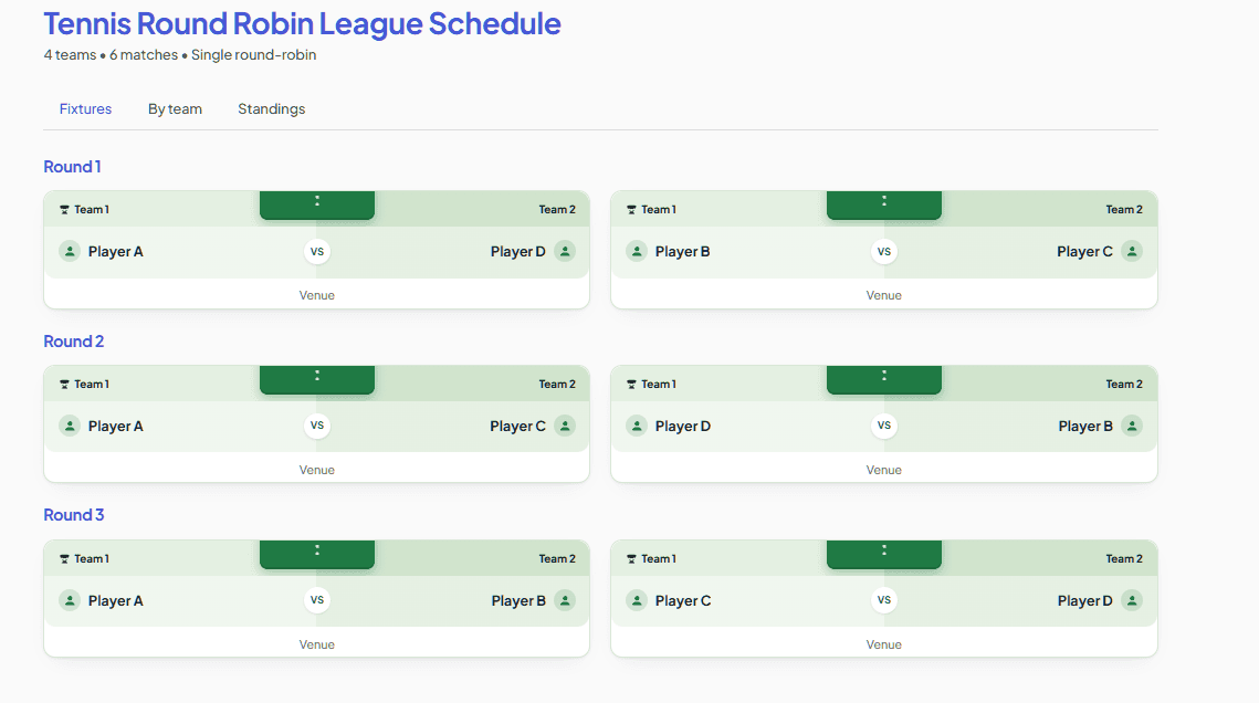 Tennis round-robin schedule