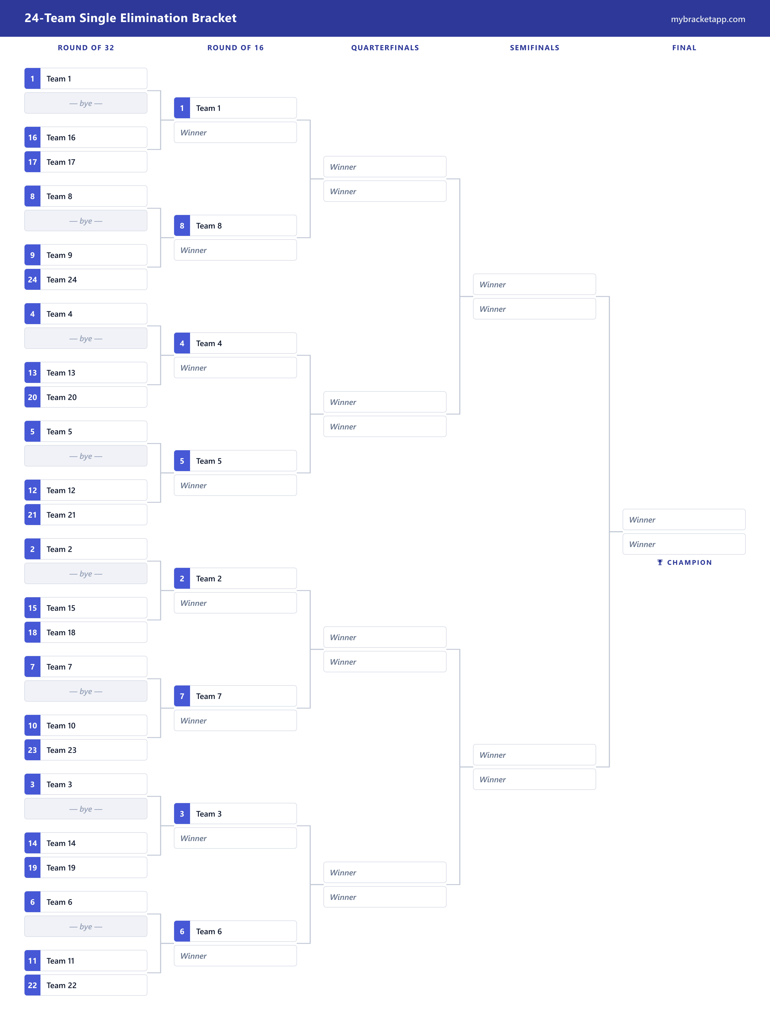 24-Team Bracket example — free, printable and editable