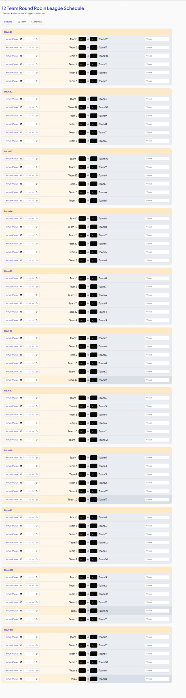 Usa Round Robin Roster Round Robin Tournament Generator | My Bracket App