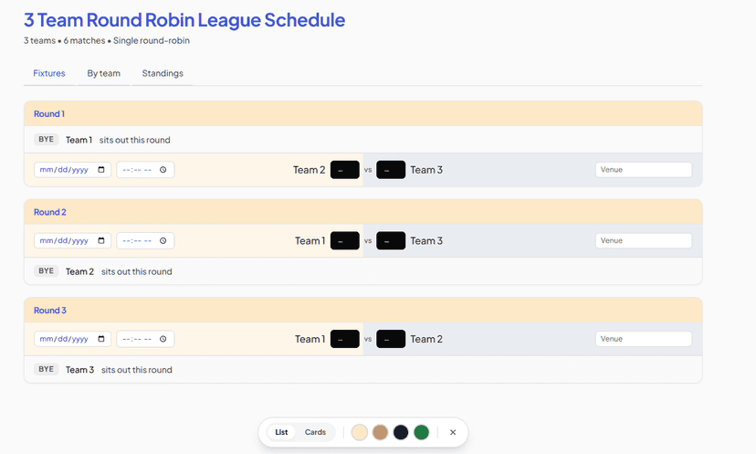 Usa Round Robin Roster Round Robin Tournament Generator | My Bracket App